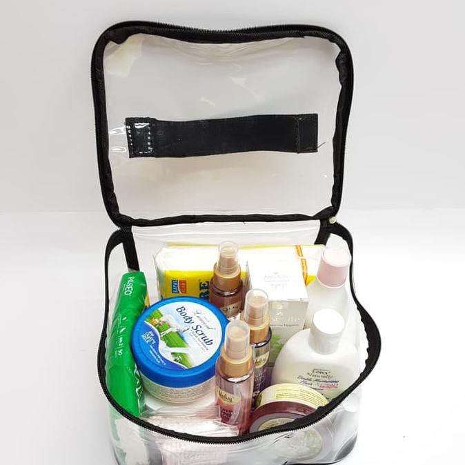 Grosir - Tas Serba Guna Tas Kosmetik mika transparan P 25 x 20 x 15