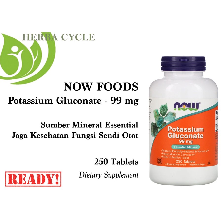 Now Food Potassium Gluconate 99mg 250tab Kesehatan Vaskular ORI USA