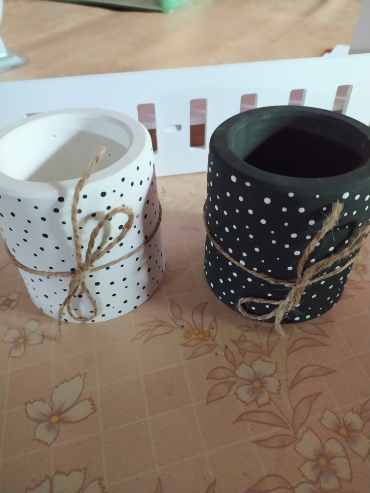 Pot Sukulen/kaktus Black White Dotted D:8cm