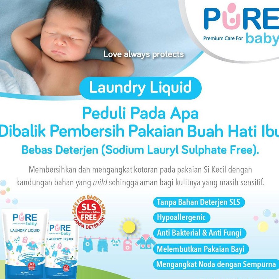 Pure laundry Liquid Refill 700ml / Sabun Cair Cuci Pakaian Bayi (Buy 2 Get 1)