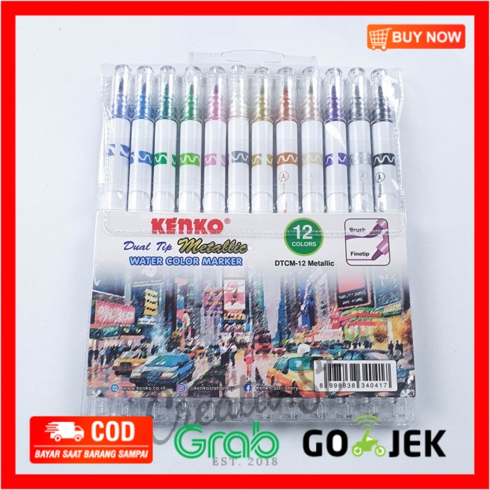 

(BISA COD) Kenko Dual Brush Pen Metalllic Watercolor Marker Tip DTCM-12