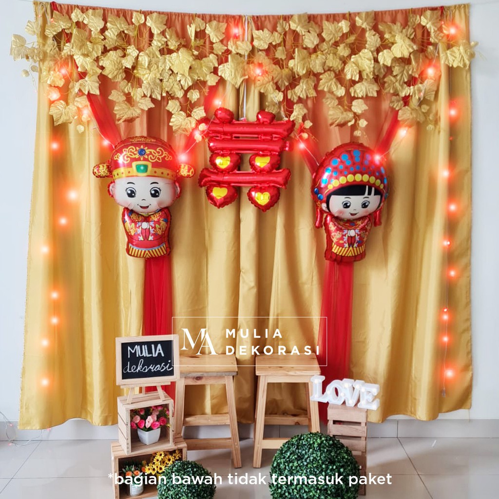 Paket Dekorasi DIY Backdrop Acara Photobooth Keluarga Sangjit Lamaran Tunangan