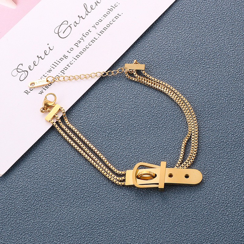 Gelang Titanium Wanita Korea Anti Pudar Model Sabuk