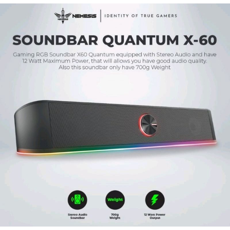 NYK Nemesis X60 X-60 Quantum Soundbar Gaming Speaker RGB