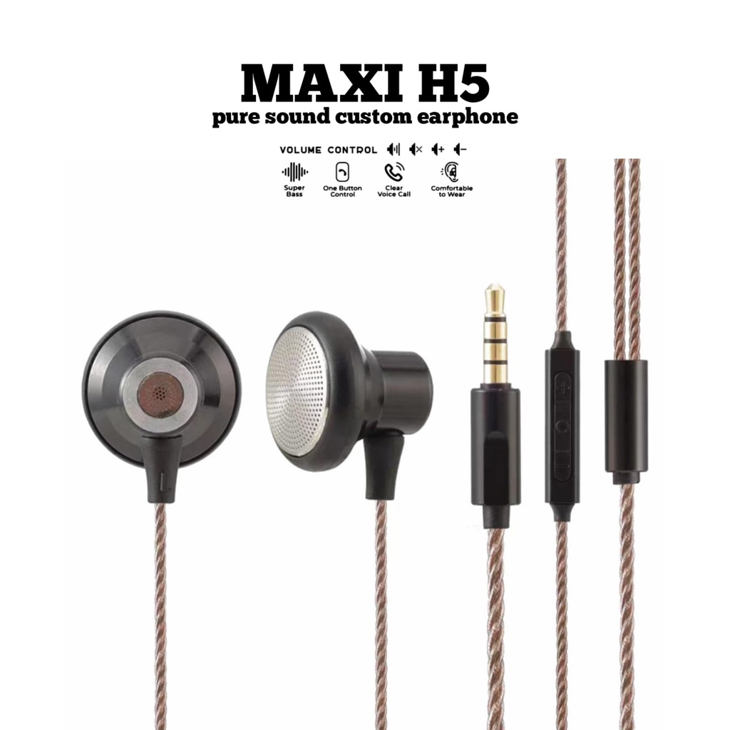 HiFi Pure Sound Headset Maxi H5 Custom Earphone With Microphone