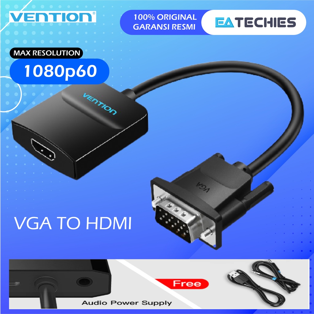 Vention Adapter Konverter Vga to Hdmi 1080p VGA ke HDMI Audio Original