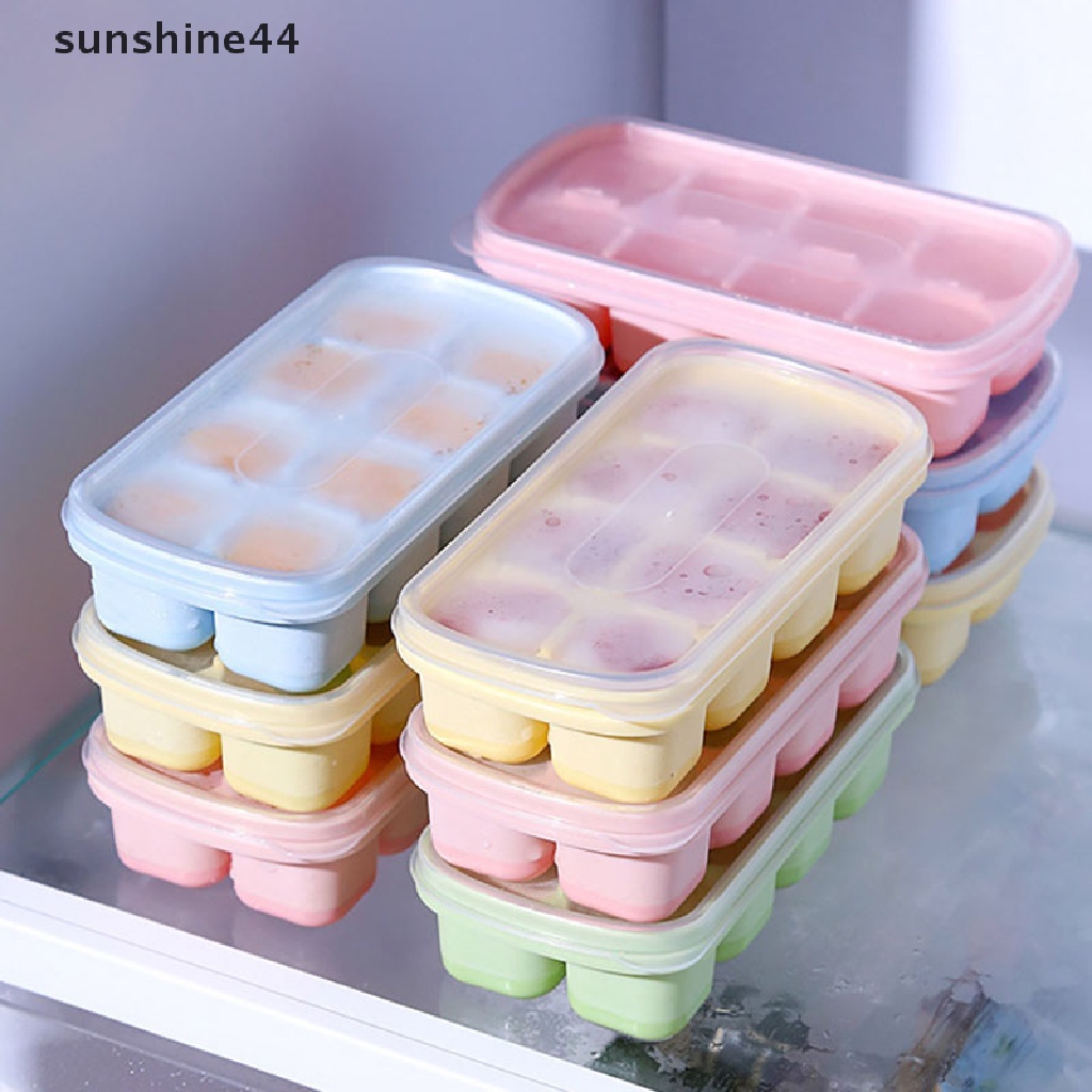 Sunshine Cetakan Es Batu / Buah 8 Sekat Bahan Silikon Dengan Cover Transparan Untuk Musim Panas