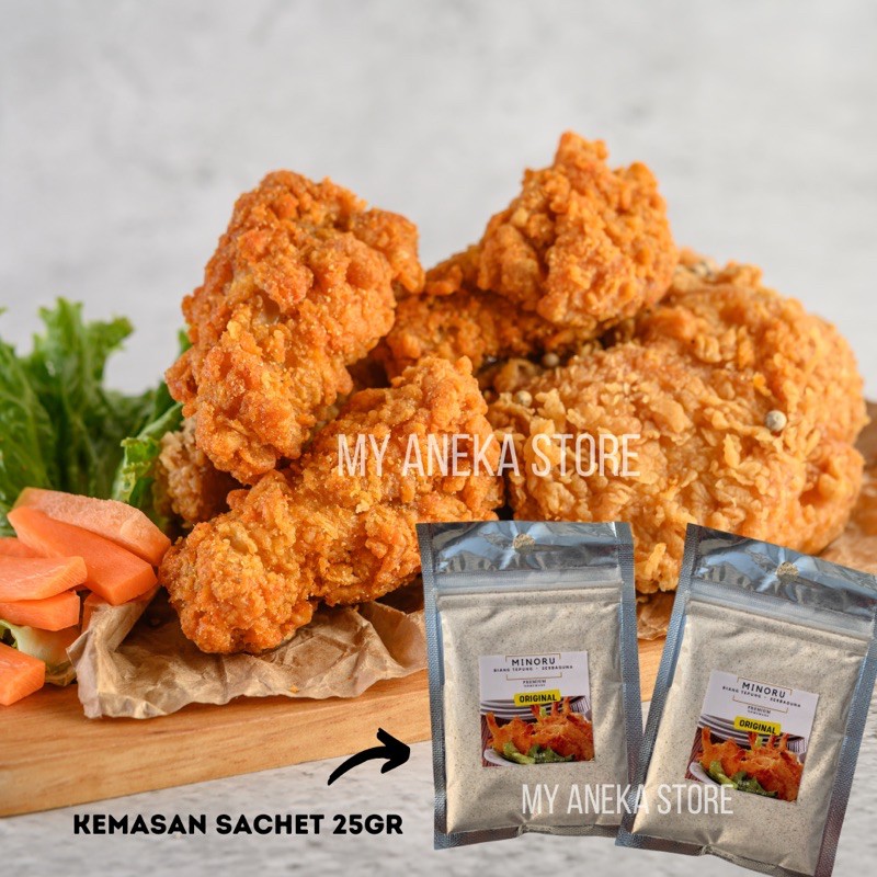 Tepung biang / tepung inti fried chicken / tepung Kfc rasa original merk Minoru 25gr