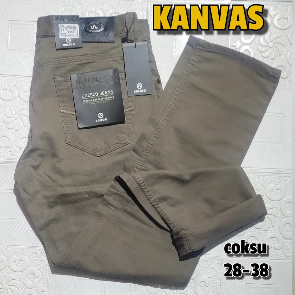 celana canvas reguler brand UNESCO DENIM original