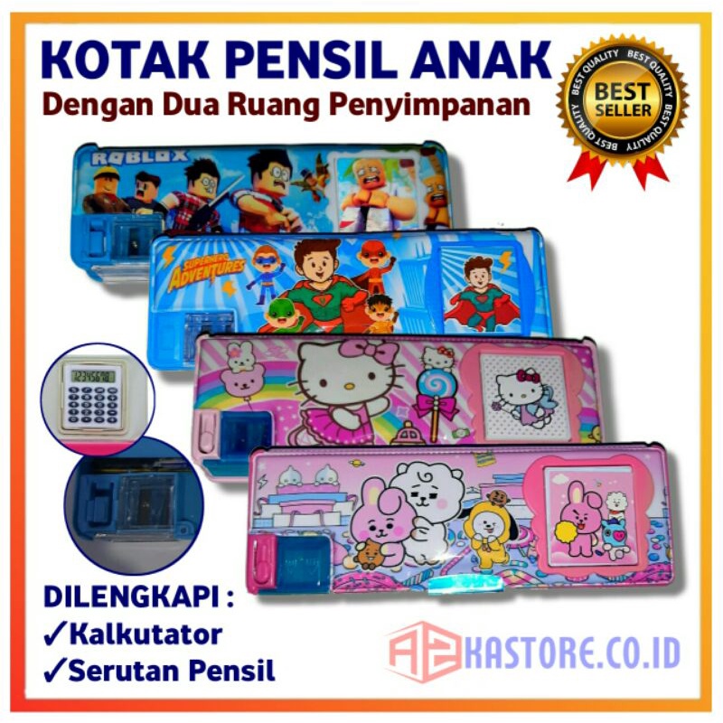 

Tempat Pensil Anak Karakter/Kotak Pensil Ada Serutan Dan Kalkulator/Pencil Case