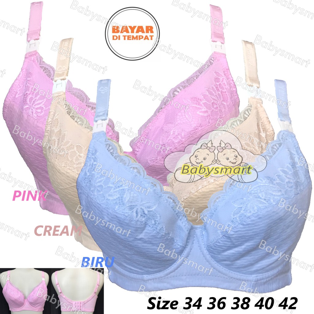 Babysmart - BH / Bra Ibu Menyusui/Nursing BRA 94916 Dengan Kawat Tanpa Busa CUP BESAR Kaitan 3