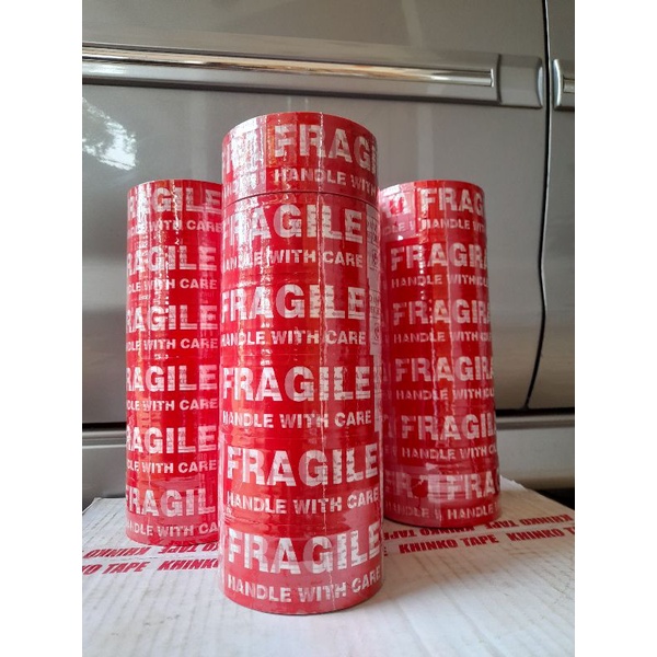 Lakban FRAGILE (Lakban Jangan Dibanting/ Lakban pengaman) Khinko Tape, 1SLOT ISI 6ROLL, 45mm X 90yar BC Termurah dan terlaris