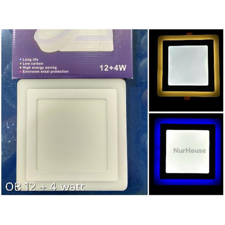 lampu downlight led 2 warna kotak 16 watt ob plafon