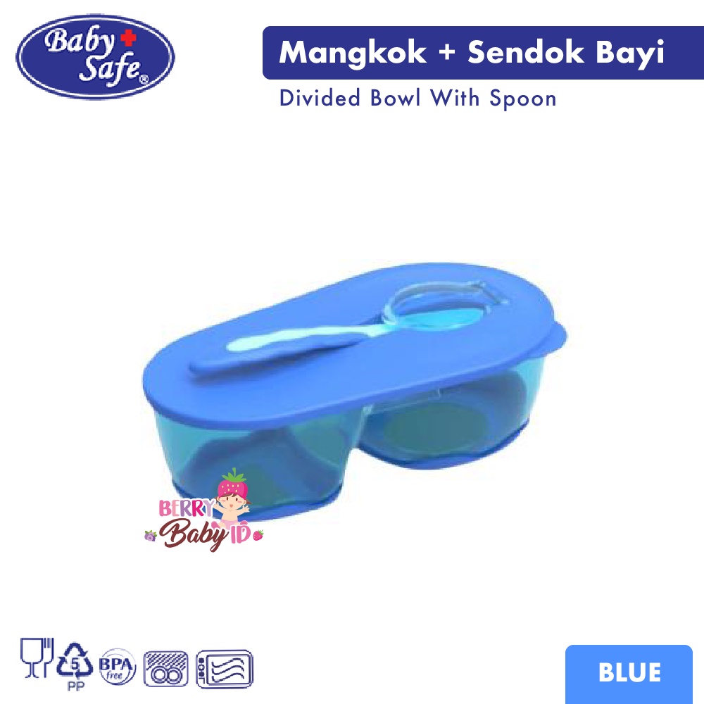 Baby Safe Devided Bowl With Spoon Set Mangkok dan Sendok Bayi AP010 BBS025 Berry Mart