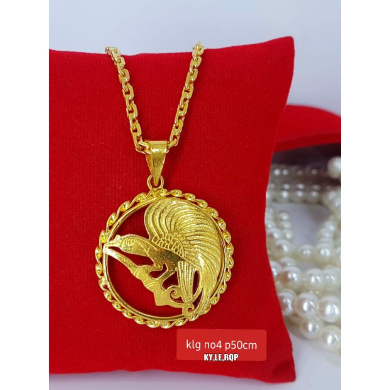 kalung liontin bulat replika emas London ukuran besar persis seperti emas asli