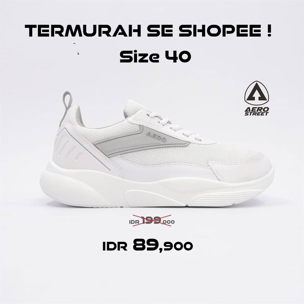 Aerostreet Lemon Putih Abu Sepatu Jogging Gowes Sneakers Murah