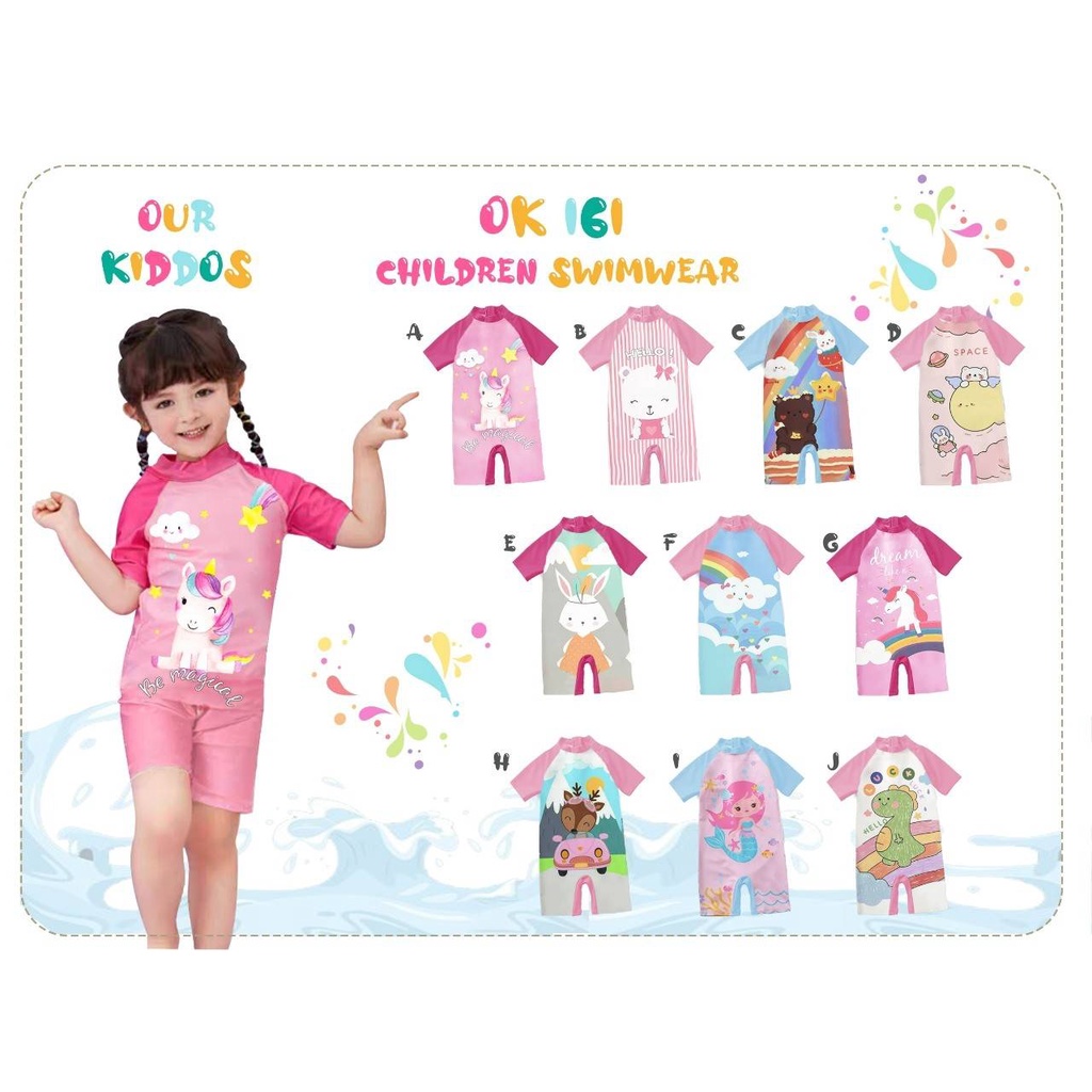 BEN BJ362 BAJU RENANG PINK ANAK PEREMPUAN size 100-150 balita import