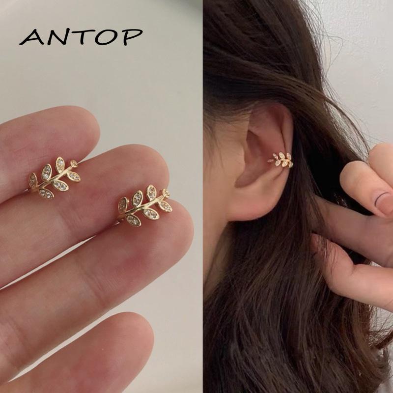 Anting Klip Tanpa Tindik Bentuk Daun Pohon Adjustable