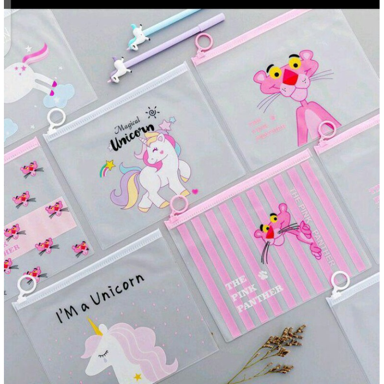 

TEMPAT PENSIL TRANSPARAN / ZIPPER BAG UNICORN / POUCH TRANSPARAN MOTIF UNICORN