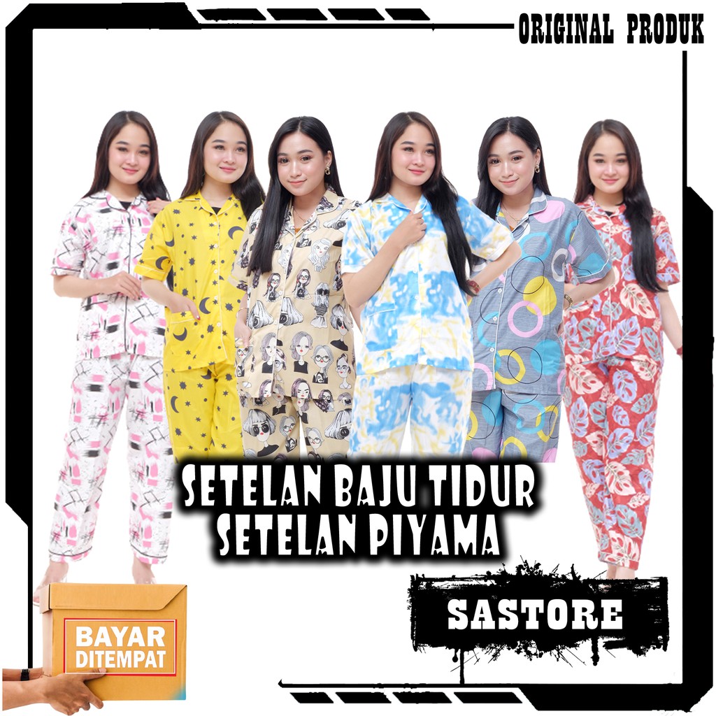 COD Baju  Tidur  One Set Piyama Kekinian  Setelan Panjang 