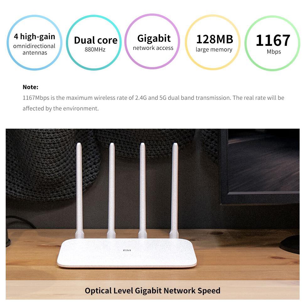 Mi Router 4A Gigabit Edition Dual Core AC1200 IEEE 802.11AC 4 Antenna R4A White Grab Medan