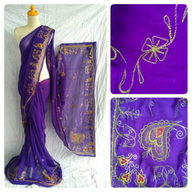 Kain saree/ sari India Titli ungu