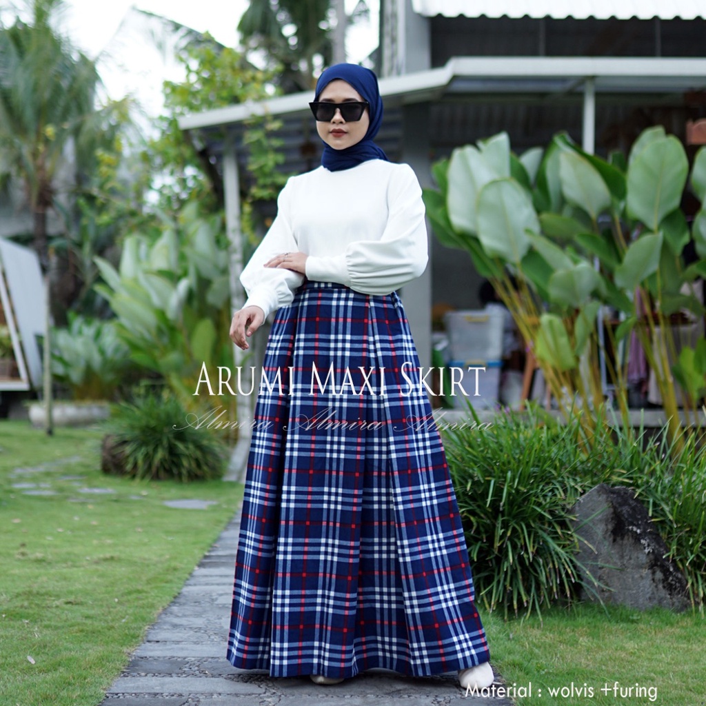 Rok Tartan Panjang Motif Kotak  Arumi Skirt Griyaraditya Almira