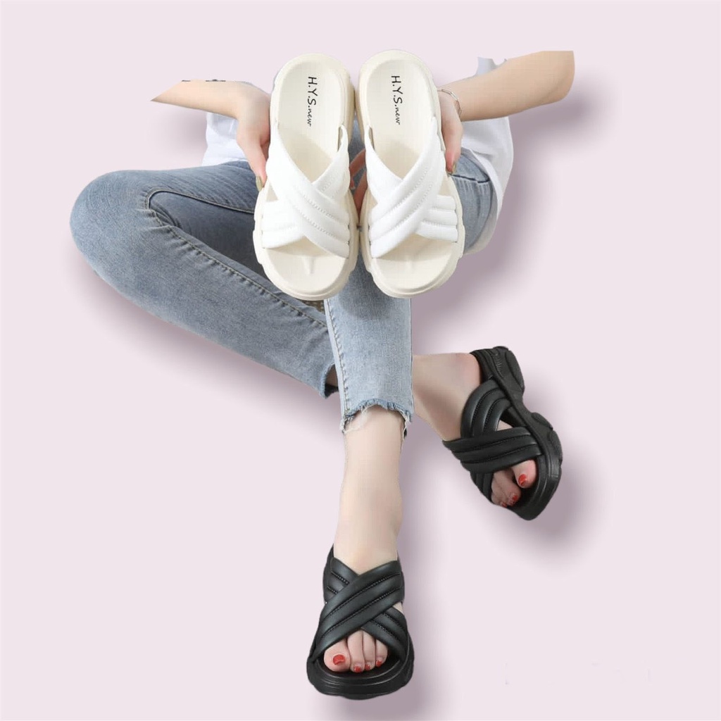 Sandal Wanita Terbaru /Sendal Selop Wedges Jelly HYS NEW 2201/Sendal Karet Korea Kekinian