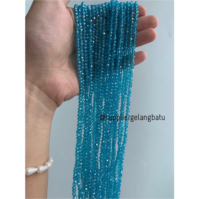 Crystal Ceko 4mm Soft Blue QUARTZ kristal kuarsa biru laut bahan craft