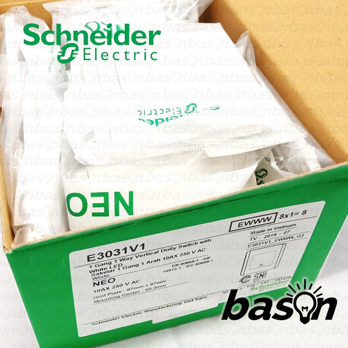 Schneider NEO VERTICAL 1 Gang 1 Way - Saklar 1 Tombol 1 Arah dengan lampu indikator