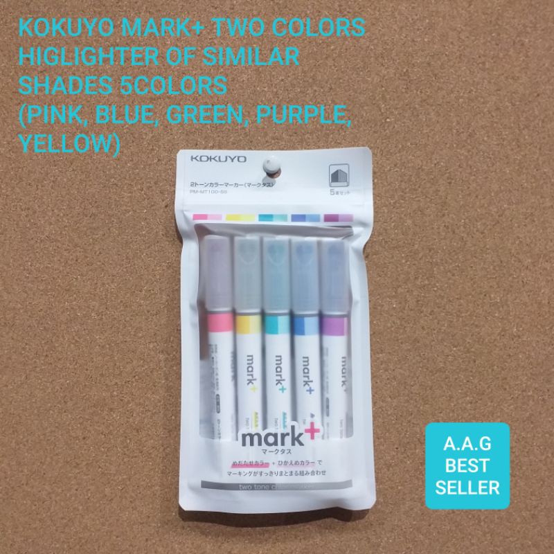 

KOKUYO MARK+ TWO COLORS HIGLIGHTER OF SIMILAR SHADES 5 COLORS(PINK, BLUE, GREEN, PURPLE, YELLOW)