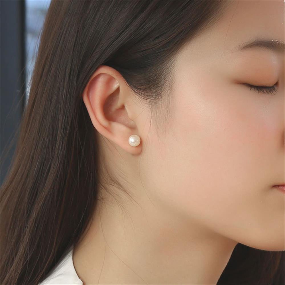 5 Pasang / 10 Pasang / 12 Pasang Anting Stud Mutiara Bentuk Bulat Ukuran 4mm 5mm 6mm 8mm 10mm 12mm Untuk Wanita