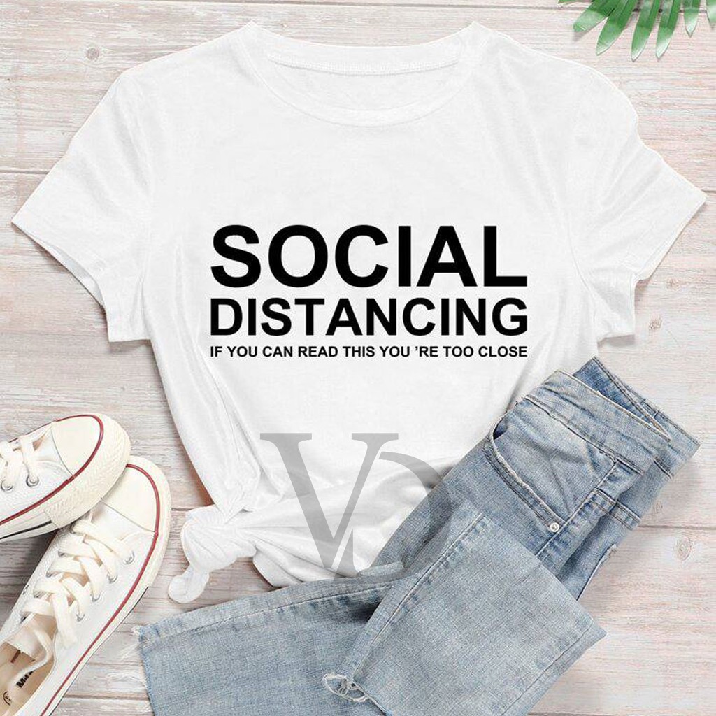 baju unisex / kaos wanita social distancing / baju murah / kaos combed / tumblr tee