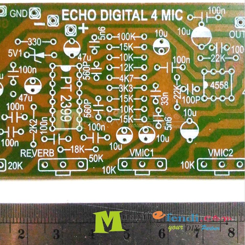 Jual PCB Echo Eco Effect efek digital PT2399 4558 reverb 4 mic mixer