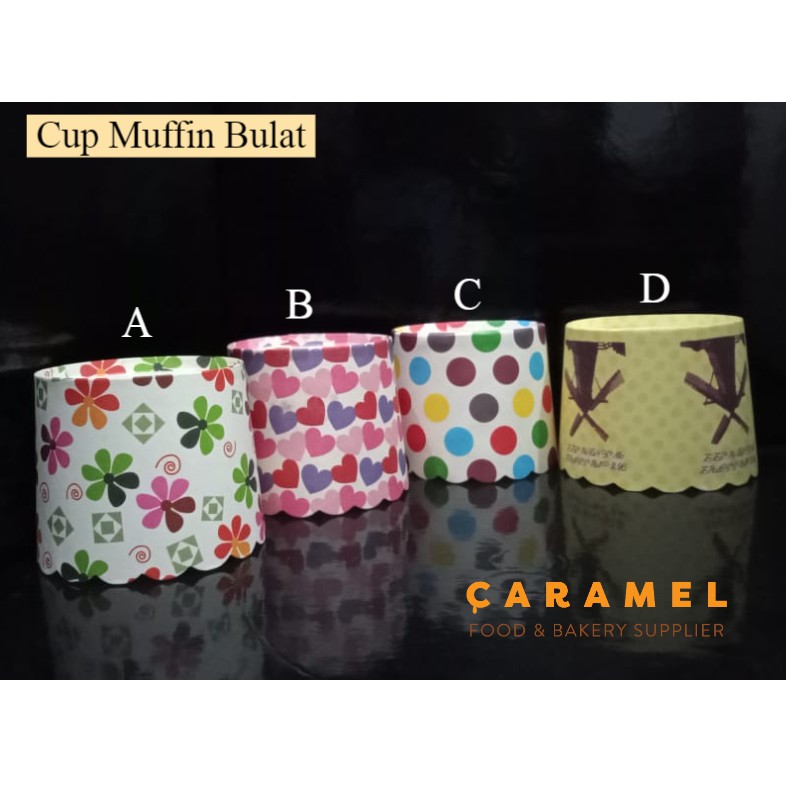 CUP MUFFIN / CUPCAKES BULAT MOTIF 10 PCS - CUP KERTAS FOODGRADE MOTIF