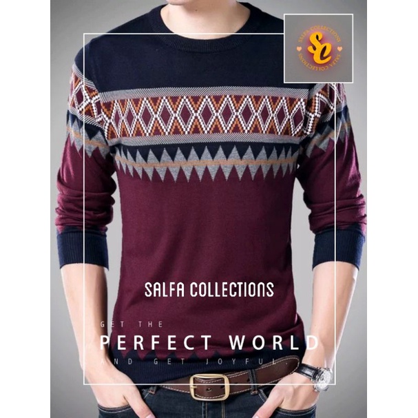 Sweater rajut pria 1, steveline tribal -Salfa Collections