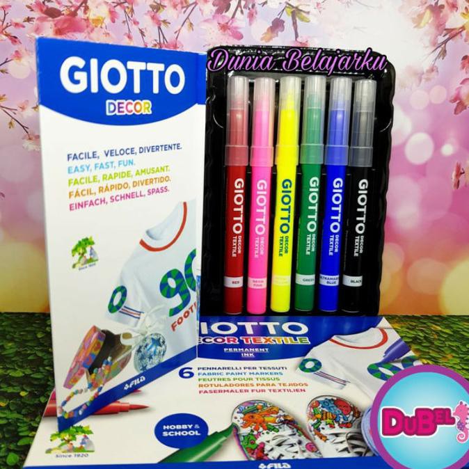 

Sale Giotto Decor Textile Set isi 6 Warna / Spidol Tekstil / Spidol Baju