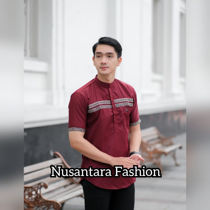 Baju Koko Dewasa Baju Koko Fashion Muslim 2022 SIZE ML XL XXL-Koko FF maron