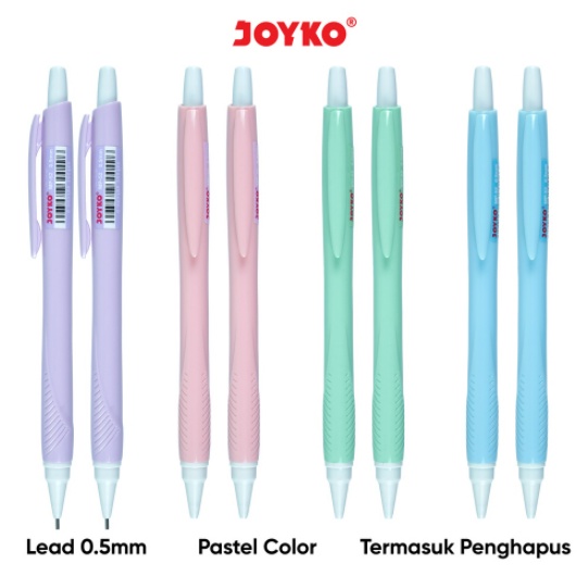 

Pensil mekanik warna warni pastel 0.5 mm dengan penghapus