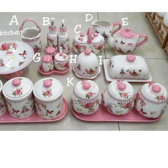 DOM950 Keramik set shabby pink *Murah
