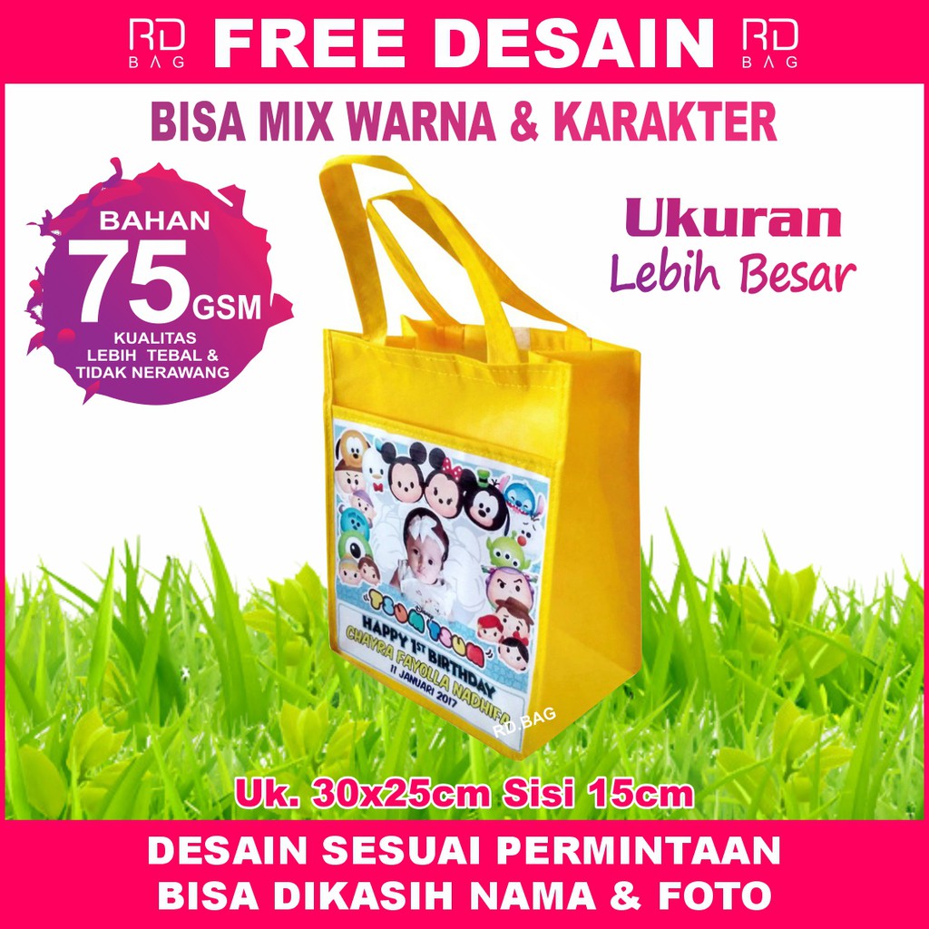 

Tas Ultah Kantong Dobel / Tas Ultah Anak Lucu / Tas Souvenir Ultah / Goodie Bag Custom / Tas Murah