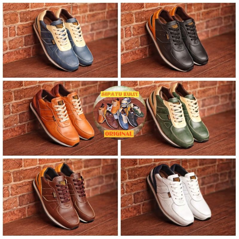 (COD) BEST SELLER 100% KULIT ASLI SNEAKERS PRIA KASUAL SPORTY CEVANY JELLAL