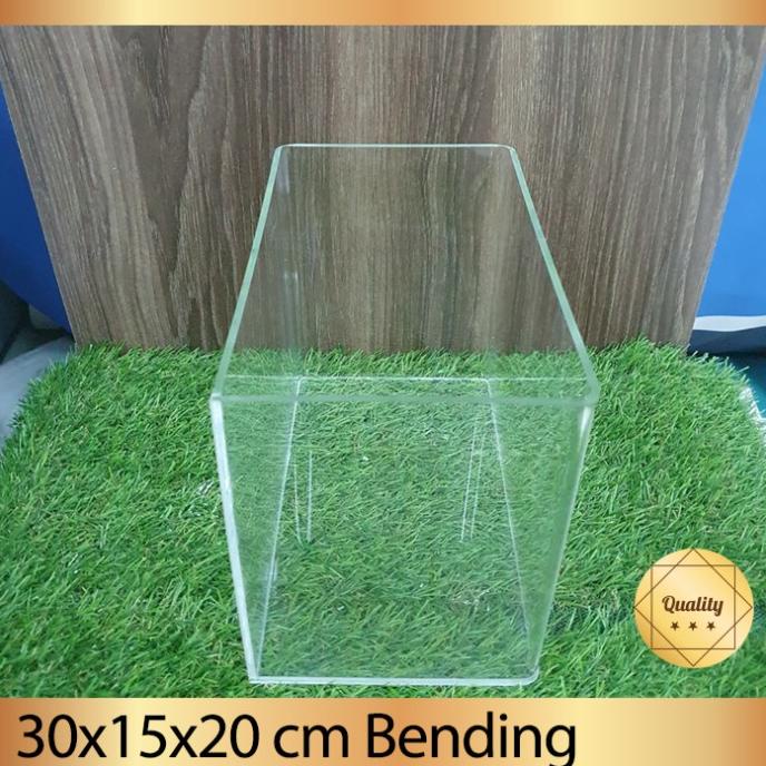 Aquarium acrylic aquascape guppy 30x15x20cm + tutup -bending-3mm