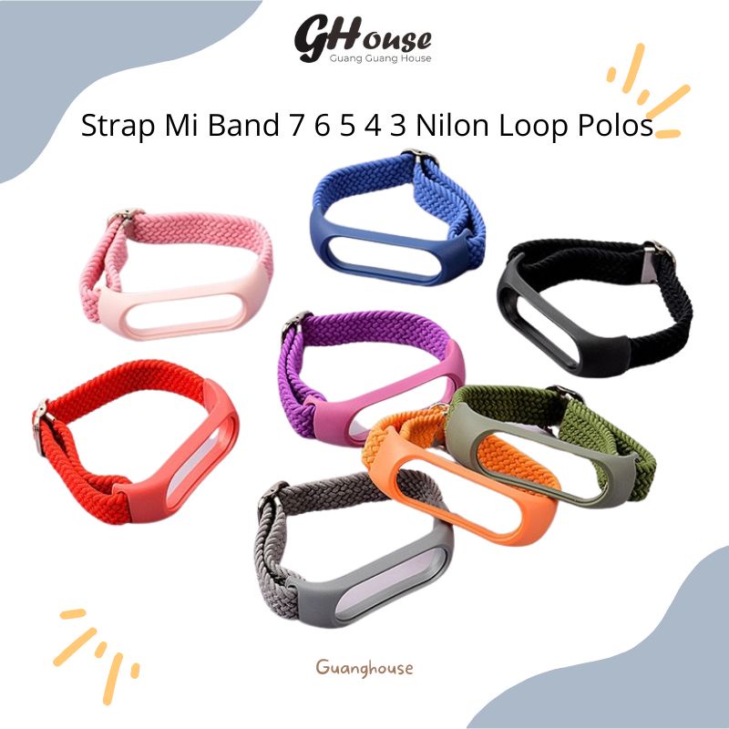 Strap Mi Band 7 6 5 4 3 Nilon Loop Polos Tali Pengganti Xiaomi Mi Band 7 6 5 4 3 Nilon Polos Loop Warna