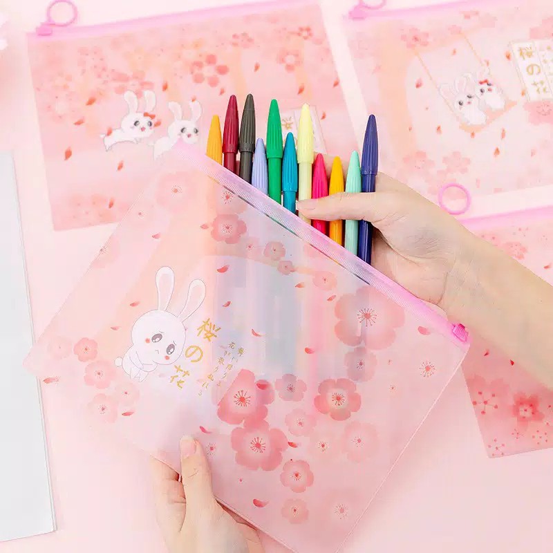 

ABM Grosir - Tempat Pensil Kelinci Sakura / Tempat Alat Tulis / Pouch Ziplock Transparan Pencil Case