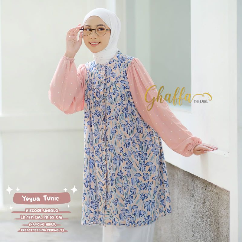 YEYUA TUNIC BY GHAFFA THE LABEL / TUNIK MOTIF WANITA MUSLIMAH / Baju wanita modern premium