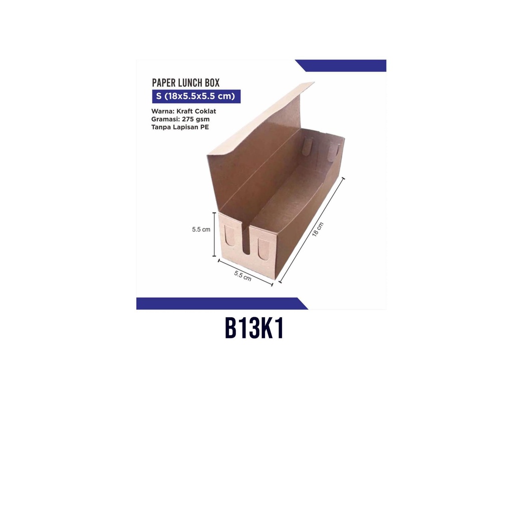 

Box sosis/sostang B13K1 uk 18 x 5,5 x 5 - Tanpa Lapisan PE (min.25 pcs)