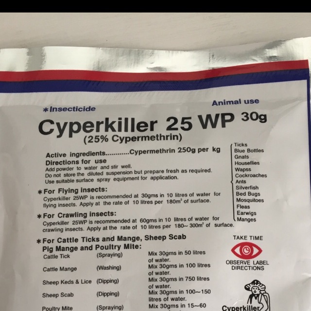 Cyperkiller 25wp obat hama kutu serangga walet