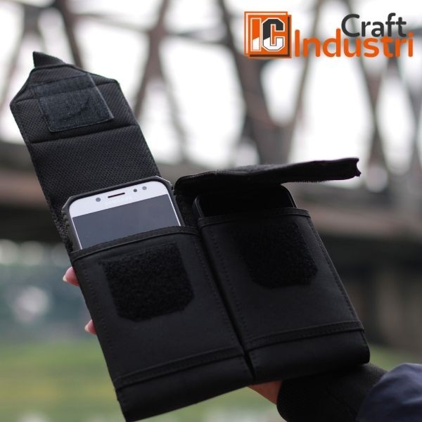 Tempat Sarung HP Pinggang KANVAS TACTICAL Tas Dompet Handphone Pouch Hp Pria bonus Logo karet