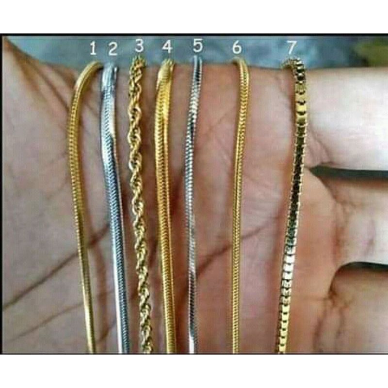 Kalung Titanium Cowok Cewek Gold Silver Anti karat